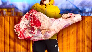 WE PREPARED A HUGE LEG OF A BULL WEIGHING 33 KILOGRAMS