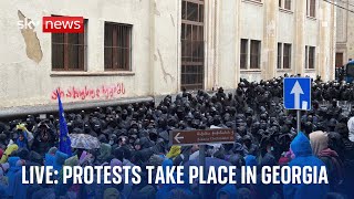 Protests take place in Georgia against legislation threatening press and civic freedoms