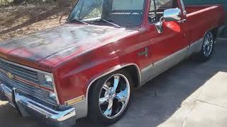 1984 Chevy C10 truck "Big Red" gets NEW Wheels and Tires! Watch the video and tell me what you think