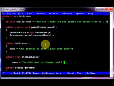 Java on Jed on Raspberry Pi braces indentation question.
