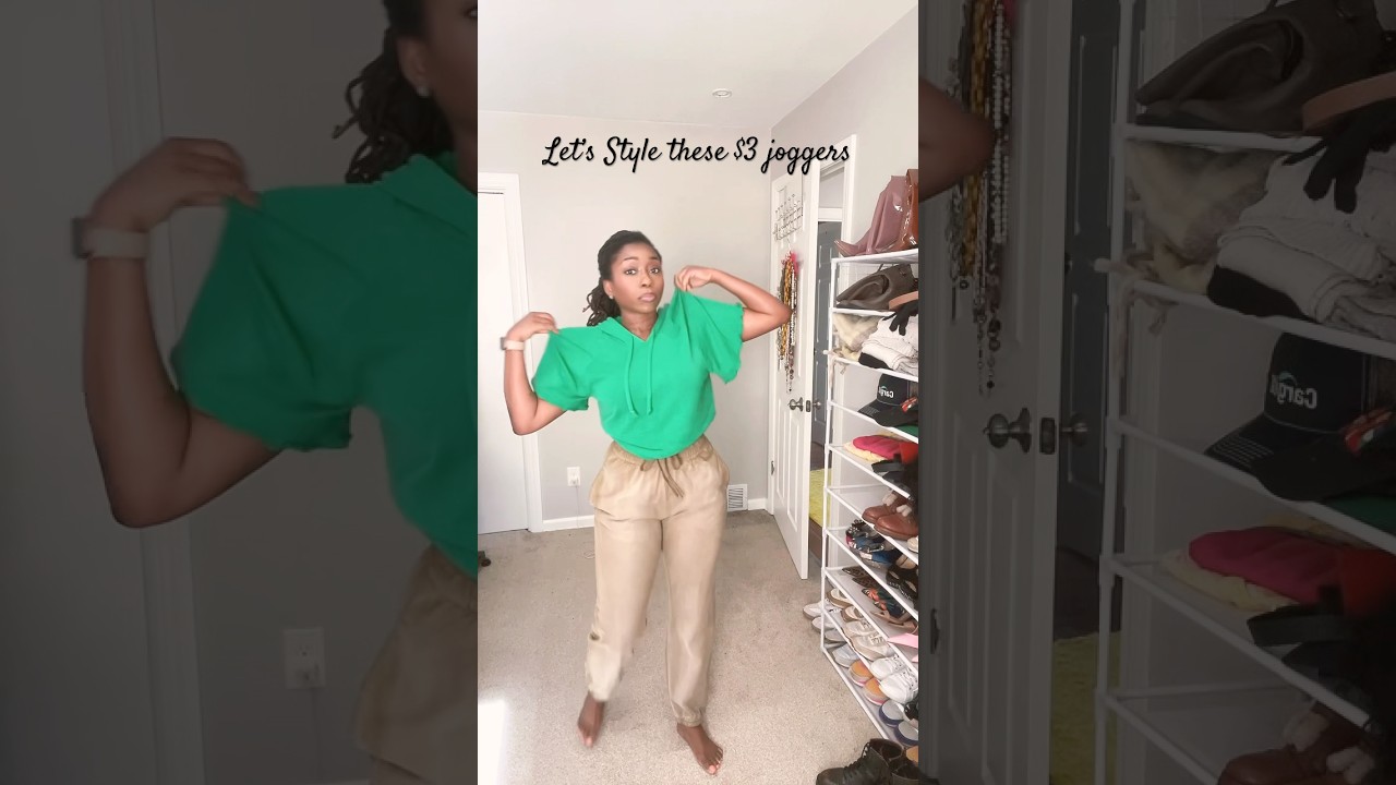 Elevated Street Style: Joggers, Green Hoodie & Clear Heels ✨🔥 