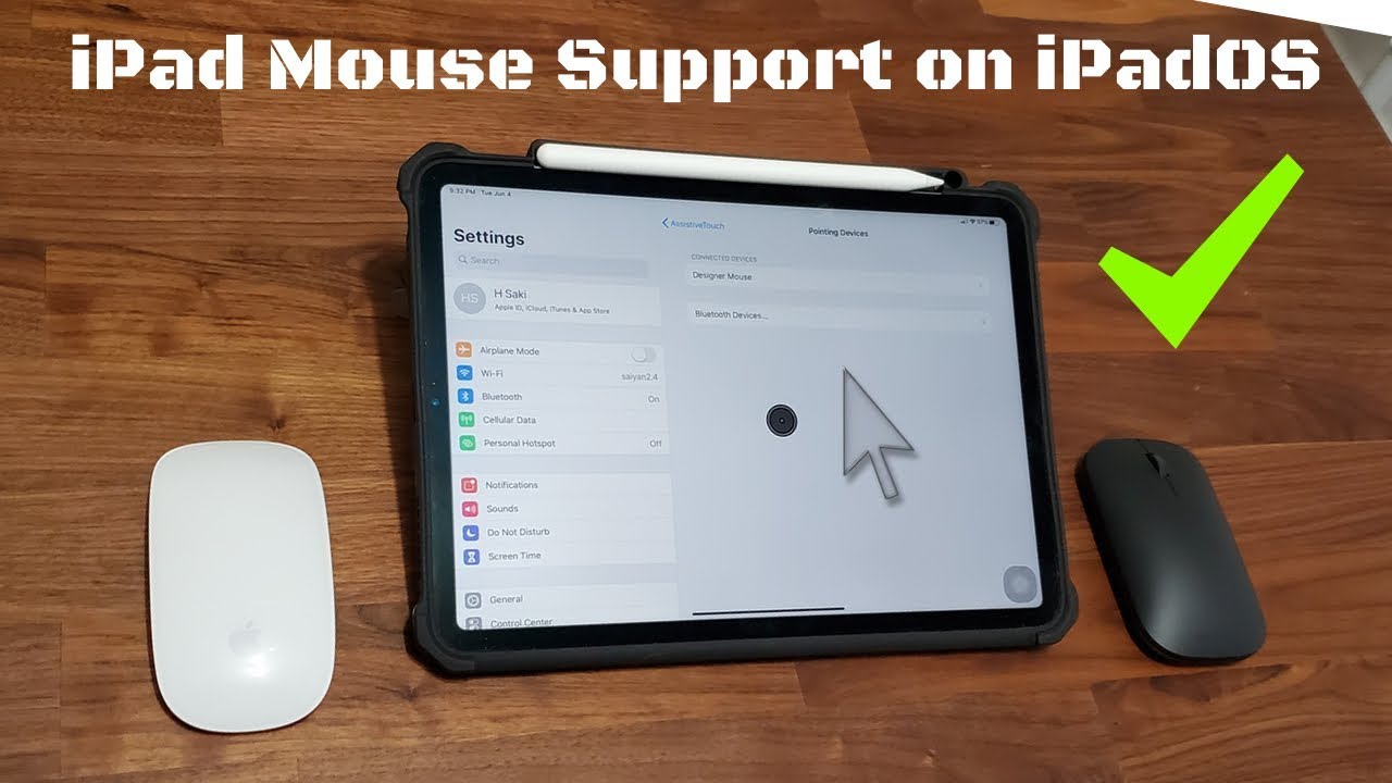 iPadOS (iOS 13) running on iPad Pro - MOUSE SUPPORT ENABLED 