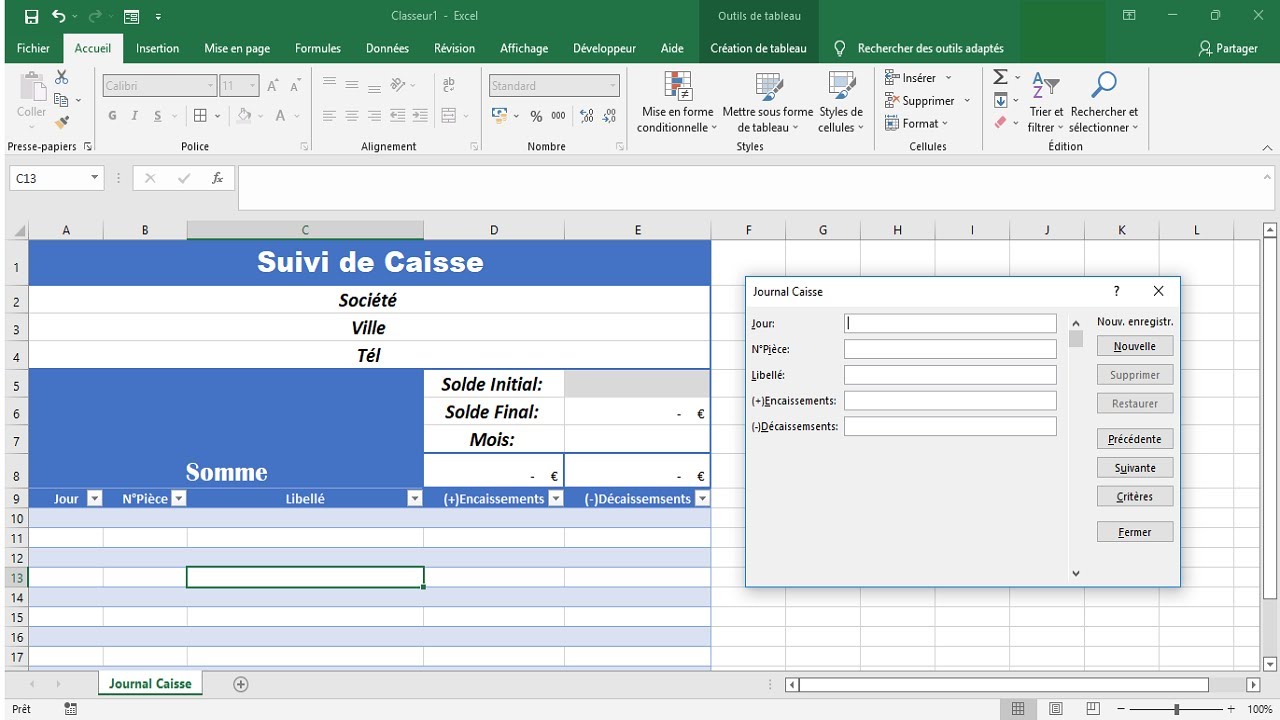 Comment concevoir son Journal de Caisse sur Excel 