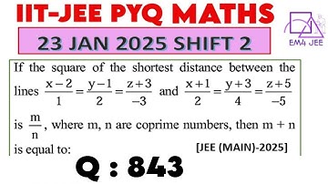 If the square of the shortest distance between the lines (x - 2)/1 = (y - 1)/2 =(z + 3)/(-3) and (x