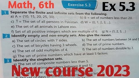 Class 6th Math Exercise 5.3  kpk and PTB new course 2023| Ex 5.3 Maths class  6 new textbook SNC