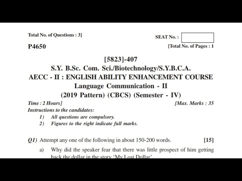 S.Y.BSc(cs)/Biotechnology/S.Y.Bca Language Communication-II (2019 Pattern) 2022 SPPU Question Paper