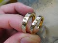 24k 純金の結婚指輪 (レディース3mm幅×メンズ4mm幅) 槌目加工の光沢仕上げ