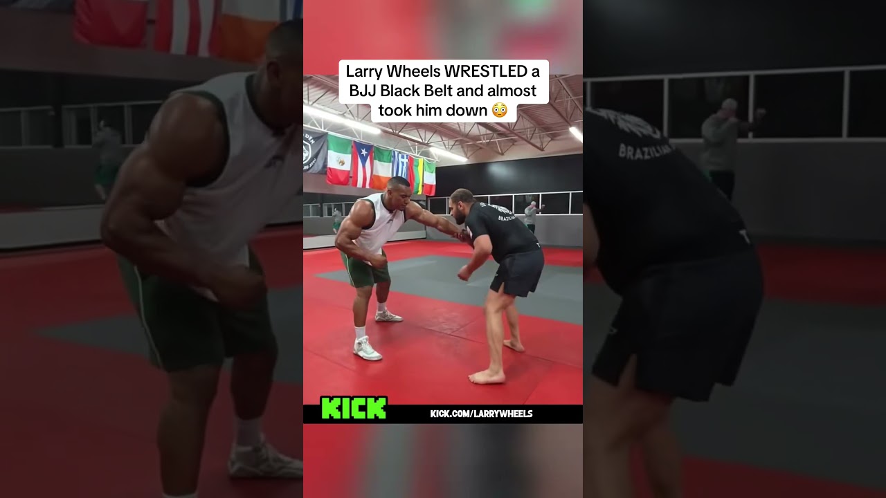 Larry Wheels WRESTLED a BJJ Black Belt and almost took him down🔥👀#kick #larrywheels