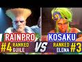 SF6 🤜 RAINPRO (#4 Ranked Guile) vs KOSAKU (#3 Ranked Elena) 🤛 SF6 High Level Gameplay