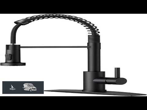 FORIOUS Black Kitchen Faucet with Pull Down Sprayer Stainless Steel Commercial Single