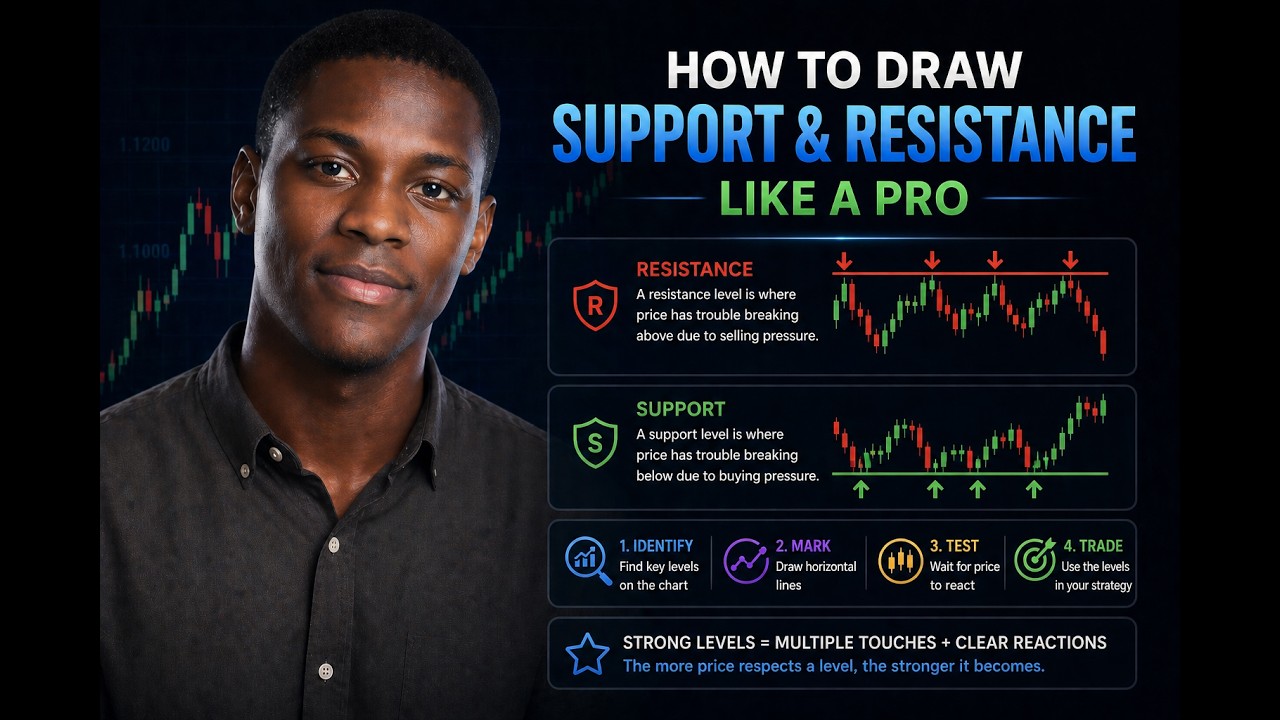 HOW TO DRAW SUPPORT & RESISTANCE LIKE A PRO - YouTube