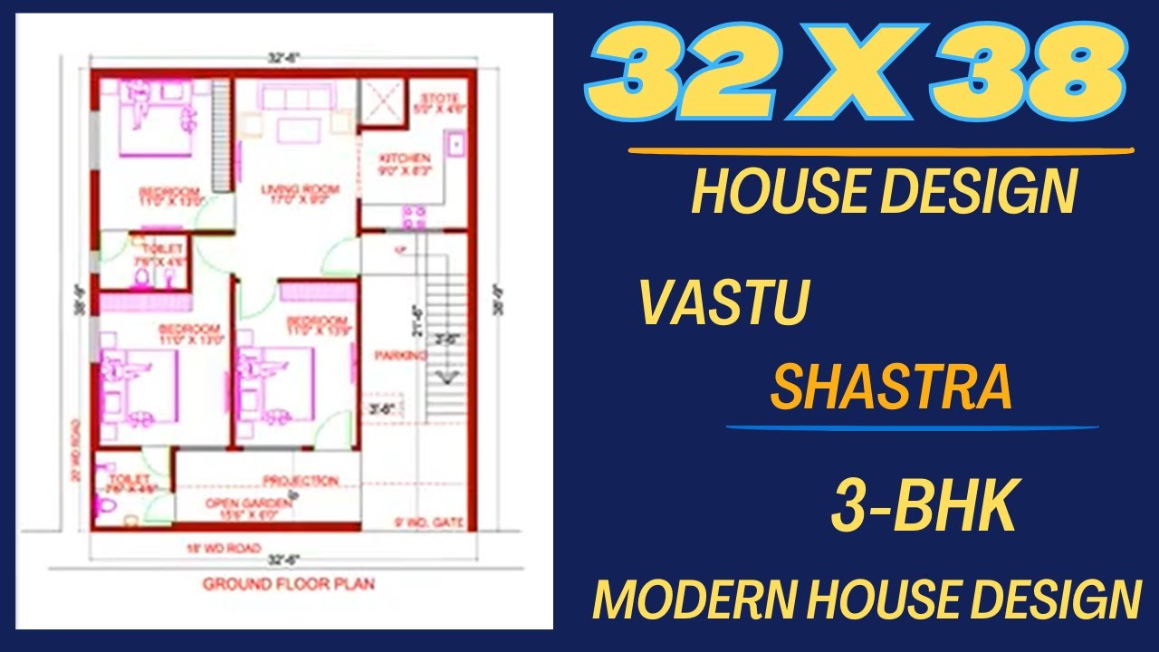32*38 House map || 32*38 Home Plan 3bhk || 32 by 38 House design || Girish Architecture