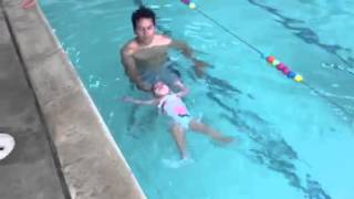 Swimming Lessons Chino Hills 1 year old floating by her self
