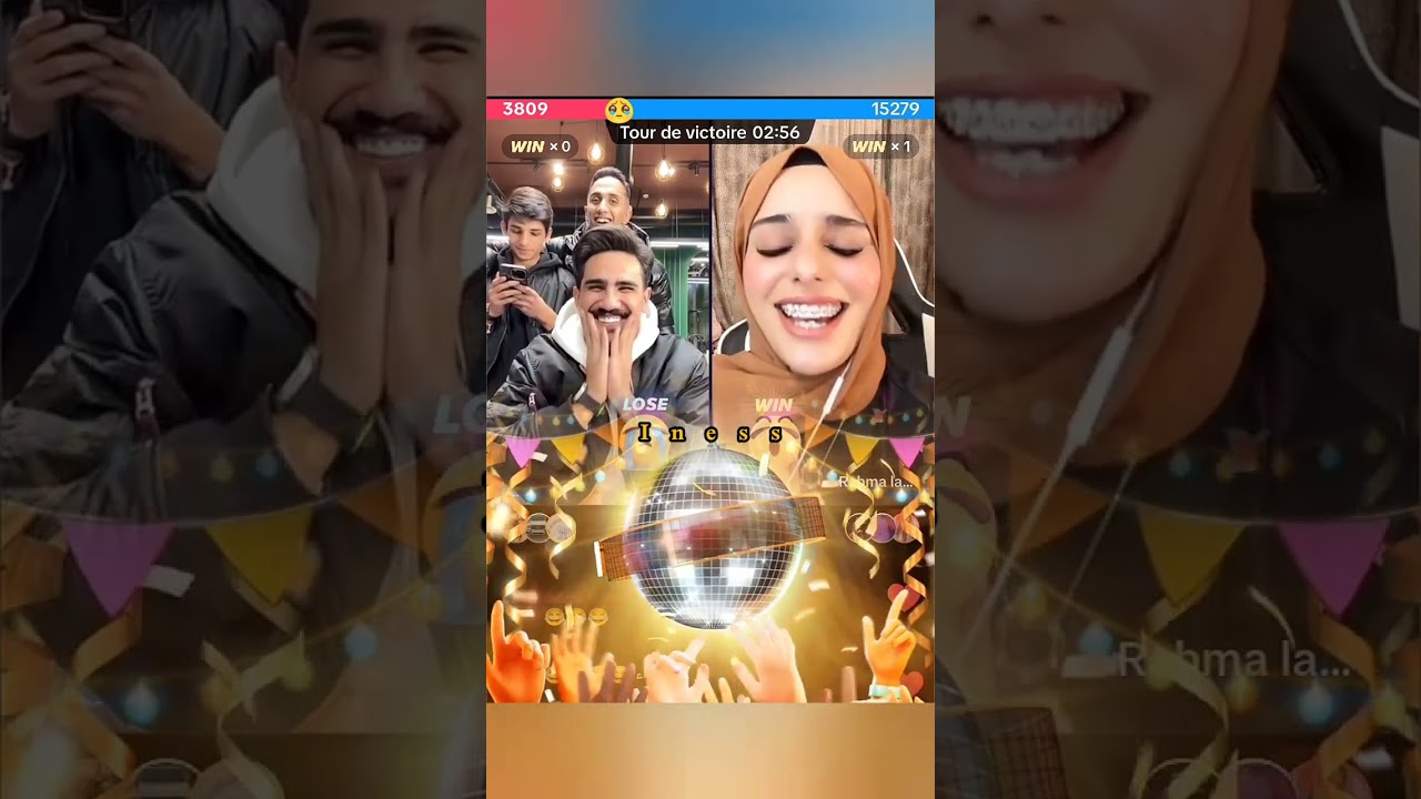 لايف رحمة و معتز 🤣 فازت رحمة في جولات حكمتهم يعملو ماسك 🖤🤍