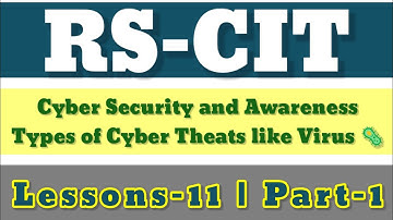 RS-CIT | Lesson-11 | Part-1 | Cyper Security and Awareness |  Type Of Cyber Threats like Virus 🦠