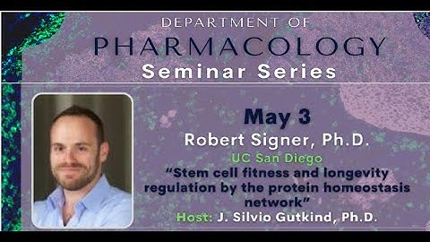 Robert Signer, PhD - “Stem cell fitness and longevity regulation by the protein homeostasis network”