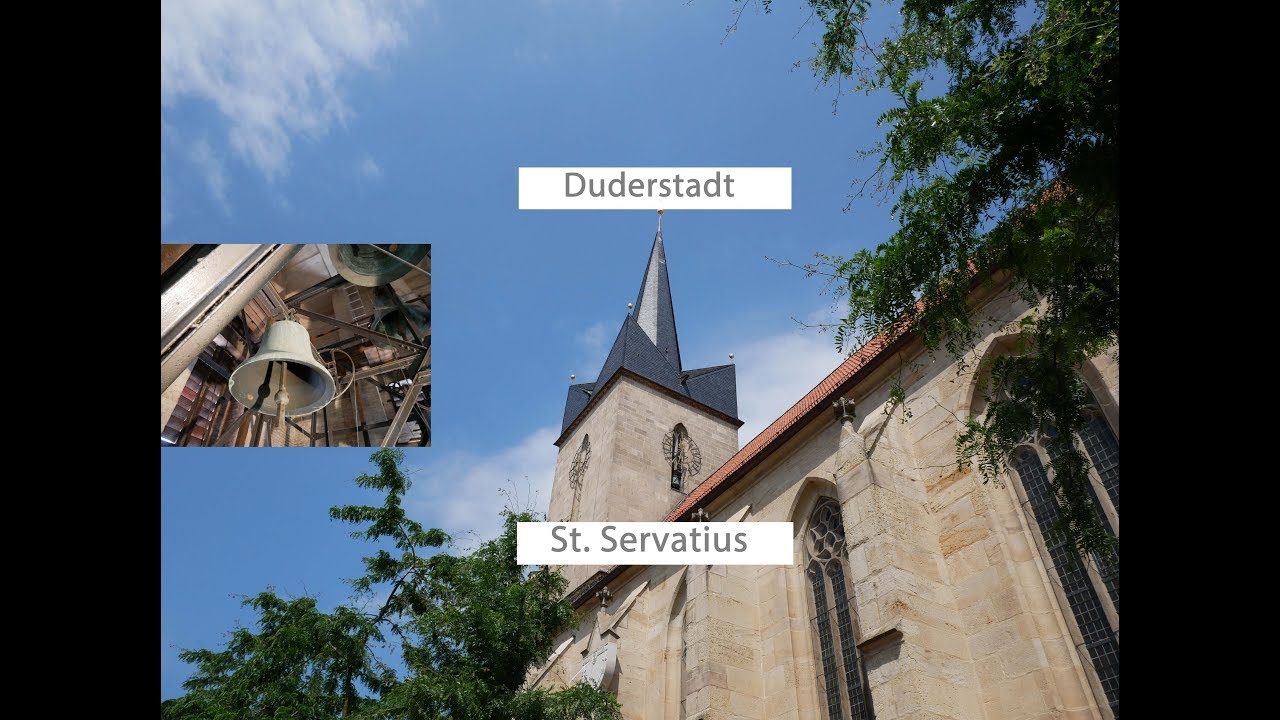 Duderstadt [D.] - Die Glocken der evang. Kirche St. Servatius, Geläutepräsentation (Turmaufnahme)