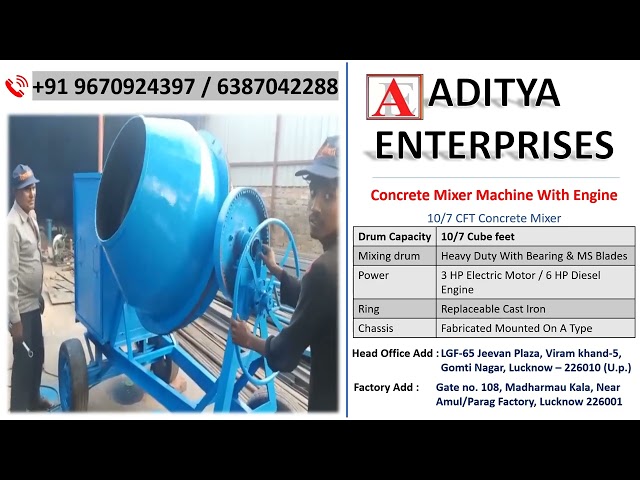 Concrete Mixer Machine With Engine (Specification)  Phone no : +91 9670924397 / 6387042288