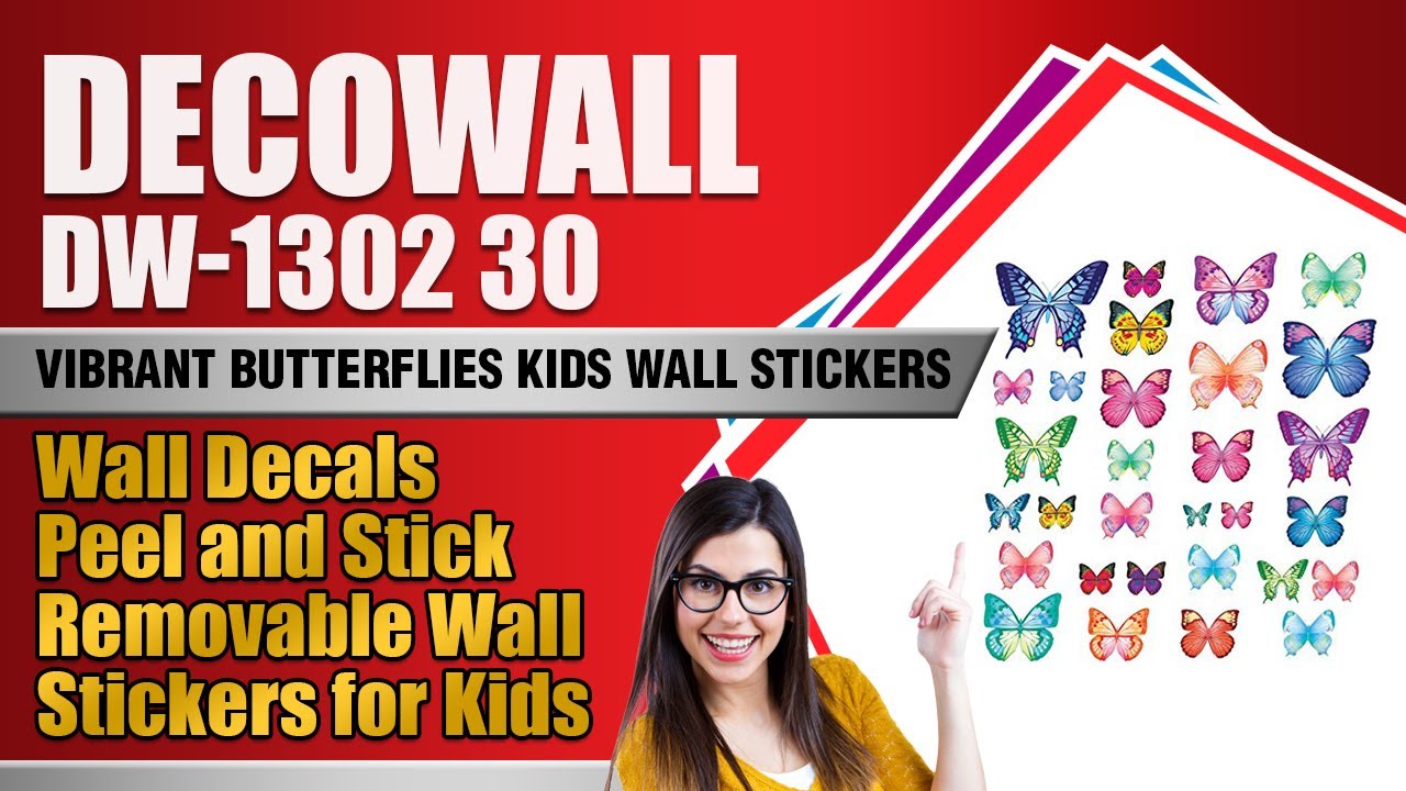 Decowall DW-1302 30 Vibrant Butterflies Kids Wall Stickers Wall Decals ...
