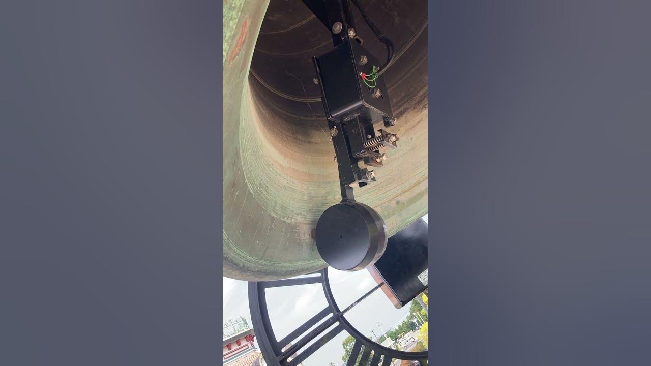 Westminster chime with 3 ton bell hour strike #bells #churchbells #technician #carillon