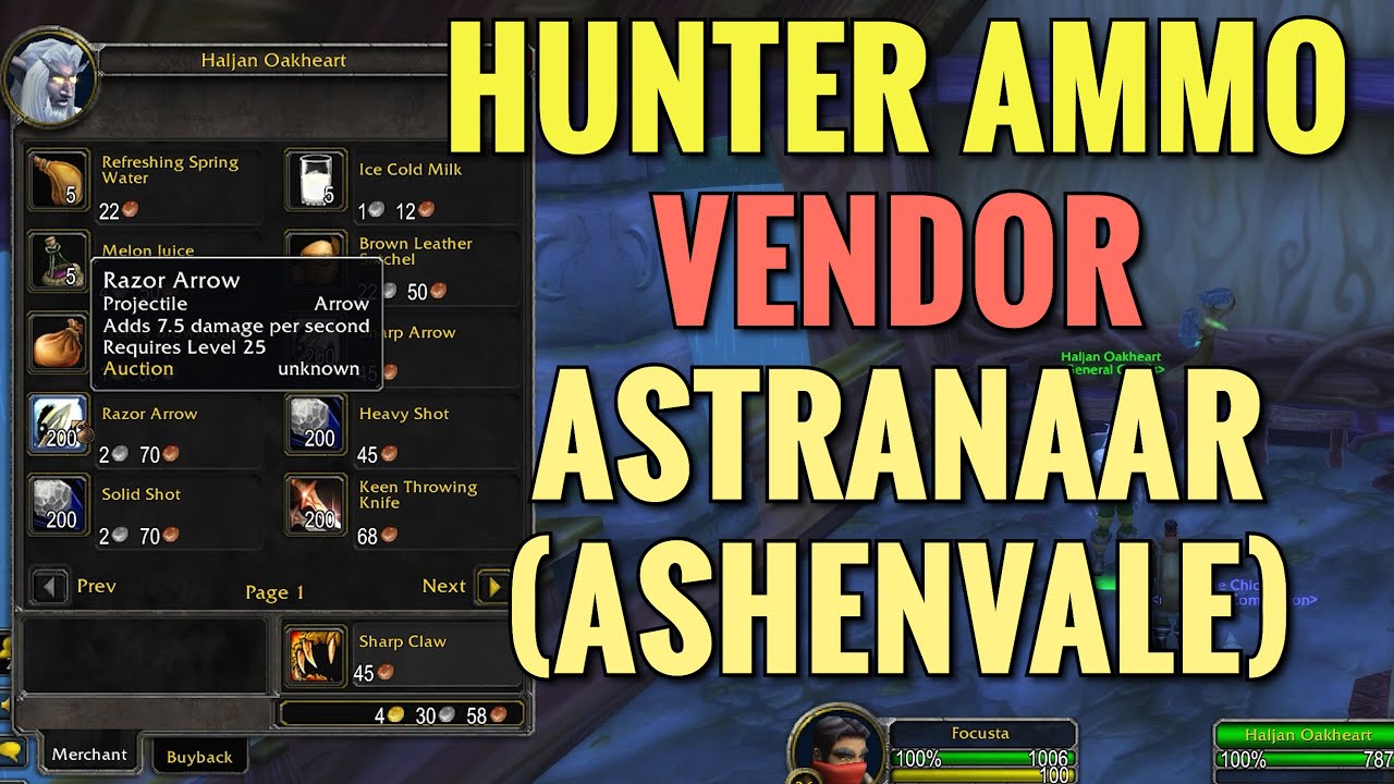 Astranaar, Ashenvale Hunter Ammo Vendor (Alliance) - WoW Classic