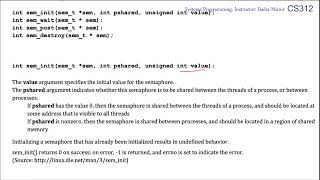 Synchronizing threads execution on Linux with Semaphores ( code in C) [1/4]