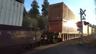 (NB) UP Priority Z-Intermodal Train passes through the Sunnyside Beach Pedestrian Railroad Crossing.