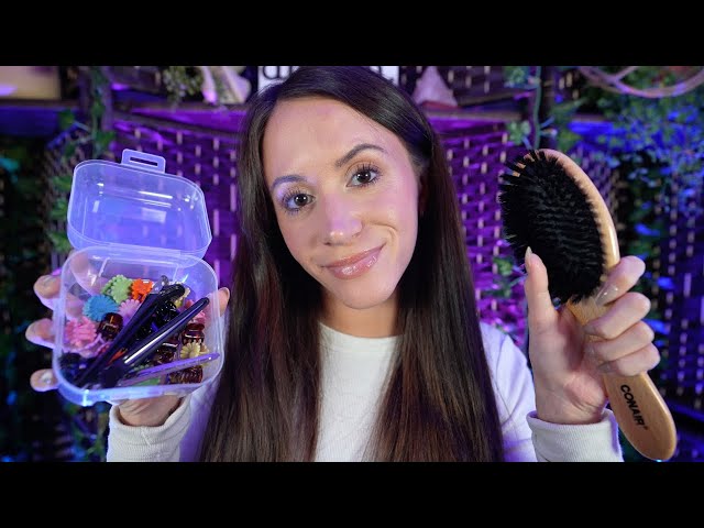 ASMR / 1 Hour Hairplay Compilation (scalp check, head massage, haircut, hair brushing & clipping) class=