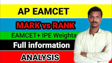 Rank and Marks 2021|| EAMCET RANK 2021 || AP EAMCET WEIGHTAGE INFORMATION || MARKS VS RANKS