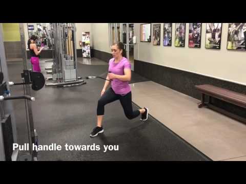Split stance single arm cable row