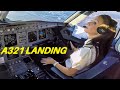 Beautiful FEMALE PILOT Landing Airbus A321 Cockpit View