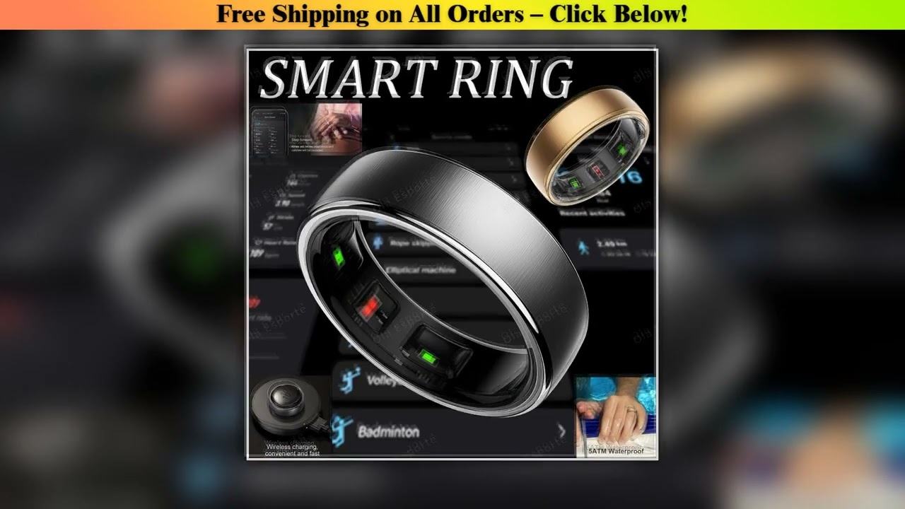 New R10 Smart Ring with Wireless Charging,Health Sleep Monitor,5ATM & ip68 Waterproof,Multi-sport