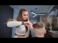 Experienced Barber Lady Perfect Haircut Beard Trim ASMR