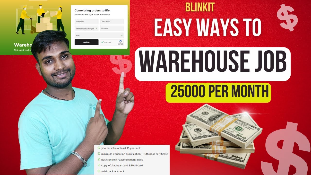 WareHouse Job In Blinkit महीने के 25000 कमाओ Online Earning & Job