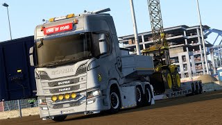SCANIA R WITH OWN CUSTOM LIGHTBOX | BACKHOE DELIVERY | ETS 2 [1.44] | KAHEL GAMING