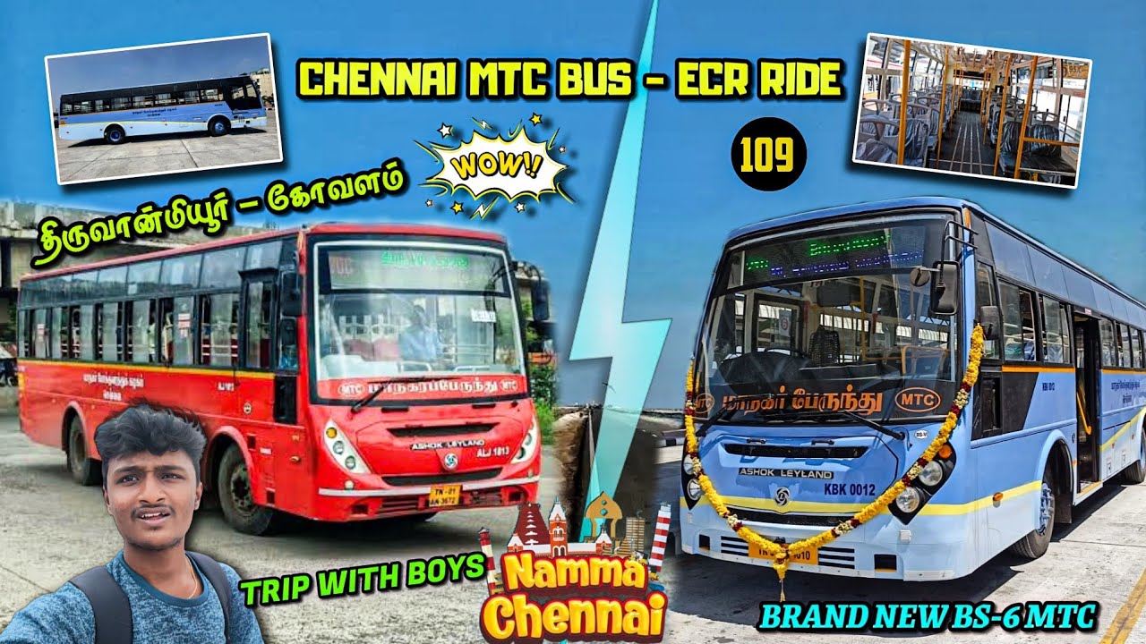CHENNAI KU NEW BUS AH 🤩 | BS-6 MTC BLUE BUS 🔵🚍| ECR RIDE😍 | TIRUVANMIYUR- KOVALAM | FUN WITH BOYS😂🤘🏻