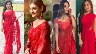 Hot Red Saree For Festivalpooja Collection