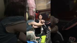 Beautiful Woman Truck Driving Job With Baby. Great Woman Very Hard Working