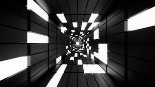 1 Hour Infinite Black & White Cube Tunnel Loop 4K No Audio | Abstract VJ Visual Background