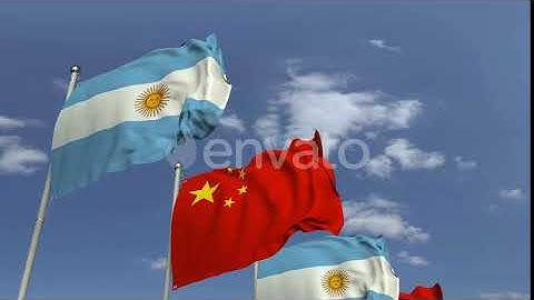 Row of Waving Flags of Argentina and China | Motion Graphics - Envato elements
