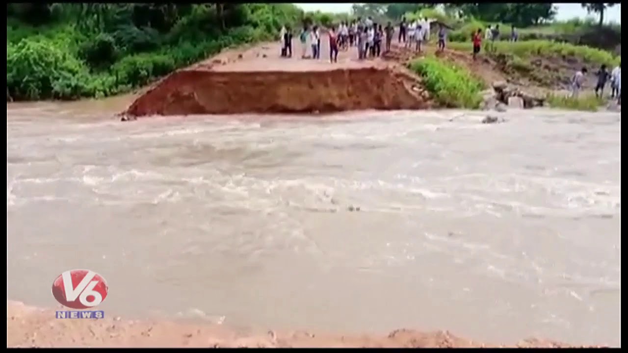 latest telugu news today Heavy Rains Cause Bridge Collapse In Kamareddy | V6 Telugu News