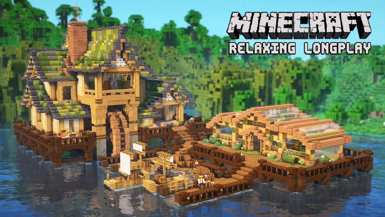 We Survived and Built a Lake Survival Base | Minecraft Relaxing Longplay (No Commentary)