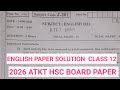 2026 June ATKT English Paper Solution| Answers Class|12 Hsc Exam SOLUTION|Arts Science Commerce