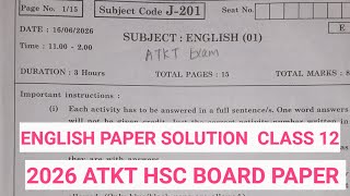 2026 June ATKT English Paper Solution| Answers Class|12 Hsc Exam SOLUTION|Arts Science Commerce