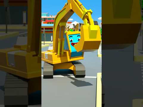 Yellow Excavator And Tractor Work On Building #длядетей #мультфильмы #мультикипромашинки #трактор