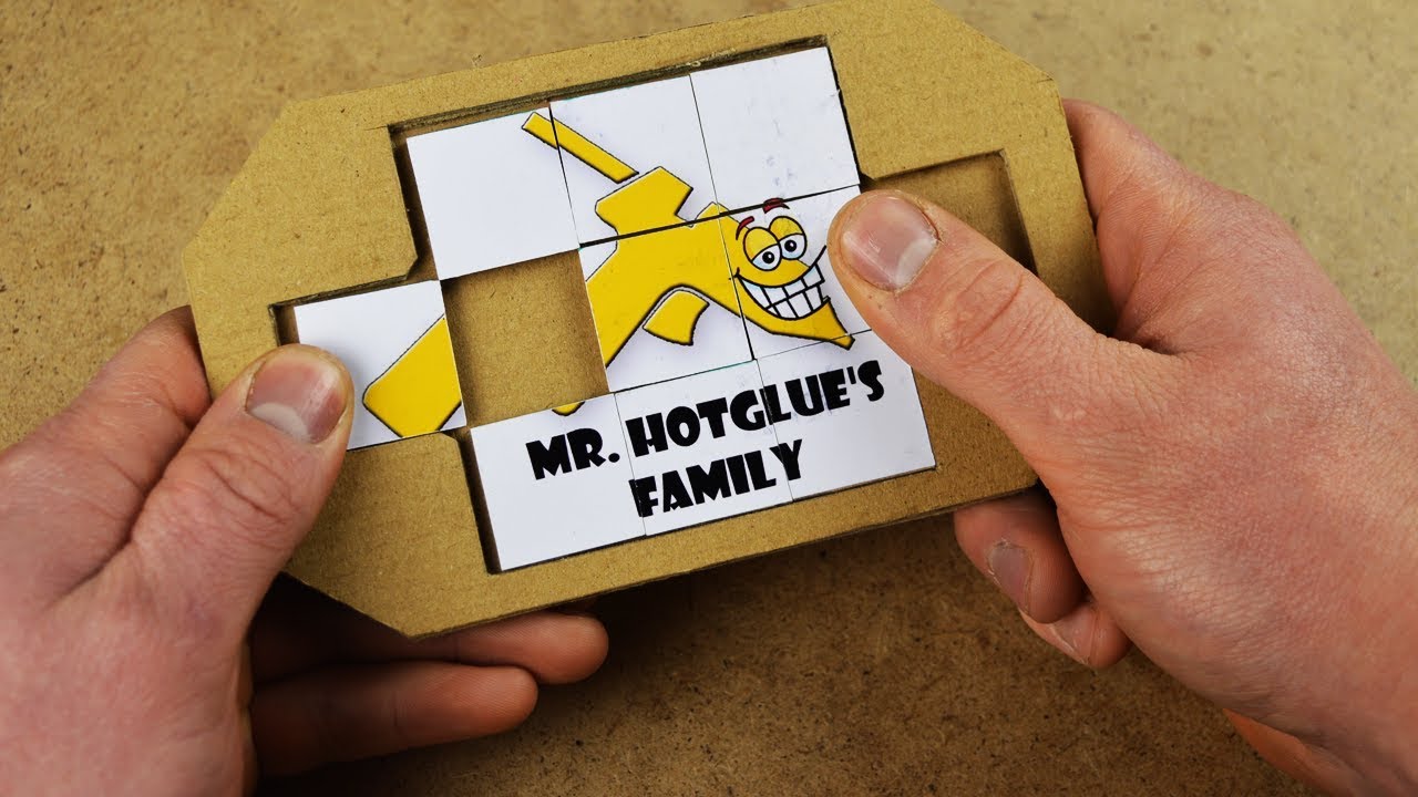 How to make simple Puzzle from Cardboard / diy puzzle game (mr. hotglue's  family) 