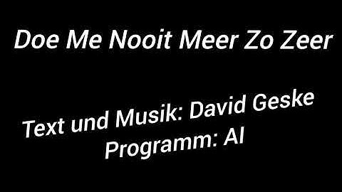 DOE ME NOOIT MEER ZO ZEER