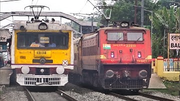Electrifying Parallel Train Crossing | Katwa-Howrah Galloping Local Crossing Teesta Torsa Express