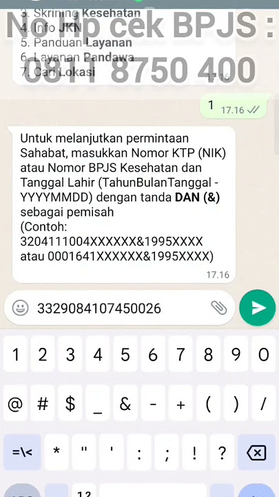 cara cek status BPJS dengan whatsApp no Hp  62 811-8750-400