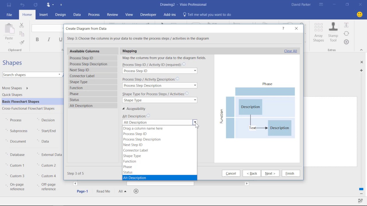 visio professional 2019 data visualizer